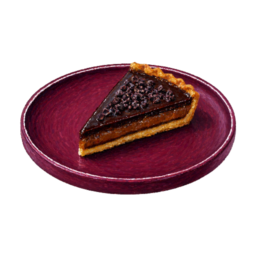 Tarte au chocolat, praliné, grué de cacao